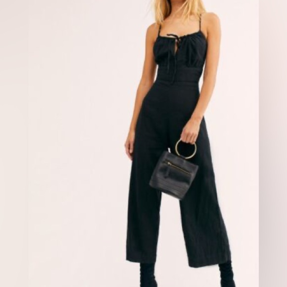 Free People Linen Black Jumpsuit